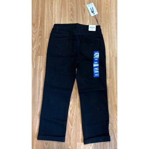 Santana Jeans Capri Wm Size 10 Mid Rise Straight Leg Black Pants Tummy Control - Picture 2 of 9